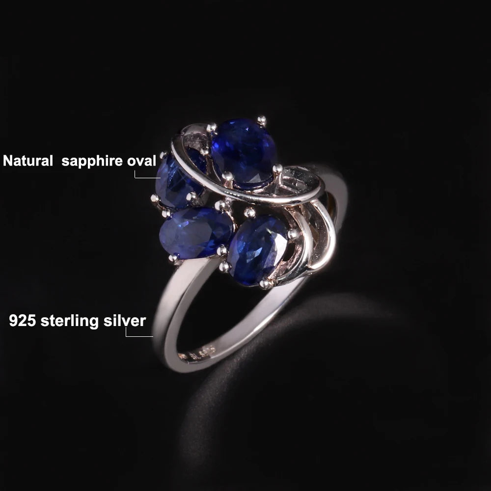 Precious luxury Birthstone natural diffusion blue sapphire silver ring for women