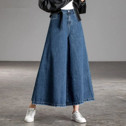 Wide Leg cropped Jeans Women New Korean Dongdaemun 2025 High Waist Baggy Mom Flared Jeans Streetwear Pants Clothes Width Women's