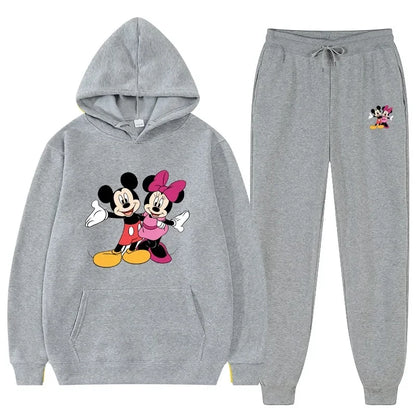 Women Disney Mickey Mouse Sweatshirts Autumn and Winter Warm Tops and Pants