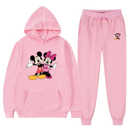 Women Disney Mickey Mouse Sweatshirts Autumn and Winter Warm Tops and Pants