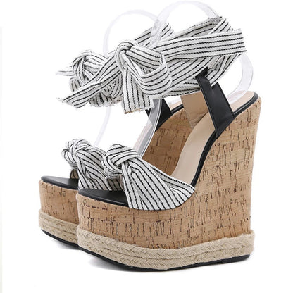 Summer Solid White Platform Wedges Sandals Women Fashion High Heels Ankle Strap Ladies Open Toe Shoes