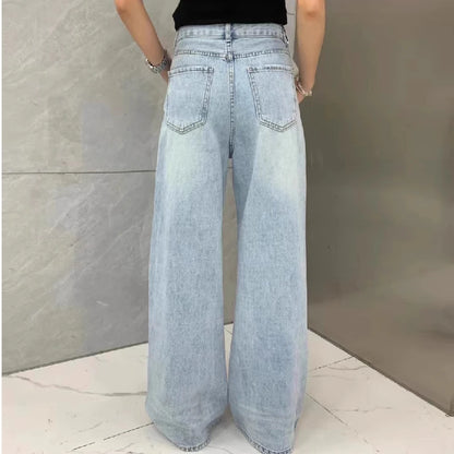 High Waist Wide Leg Jeans Women's Four Seasons Sle Fashionable Comfortable Denim Trousers for Ladies