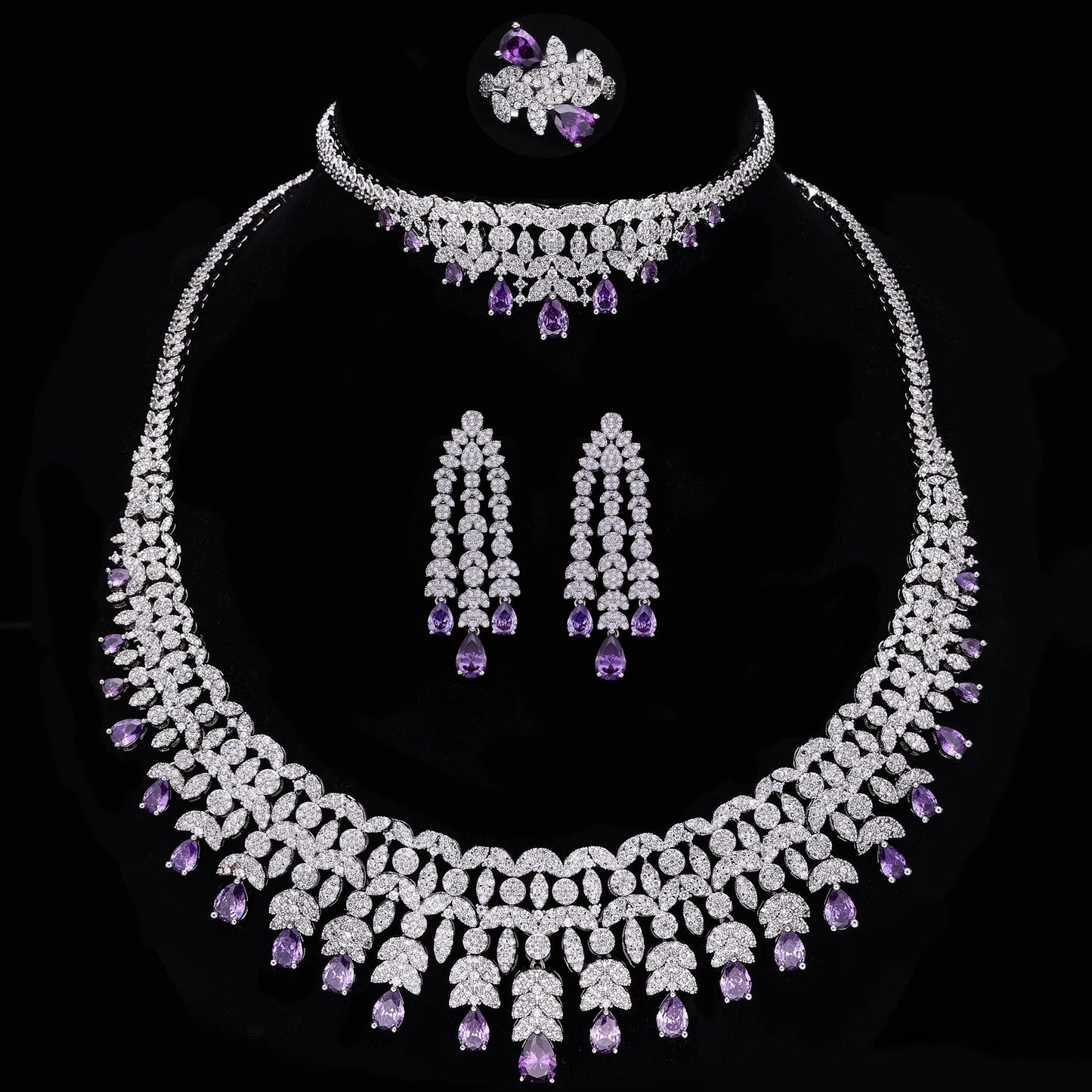 New Fashion Dubai Jewelry Cubic Zirconia Bridal Set  Wedding Party Accessories Design