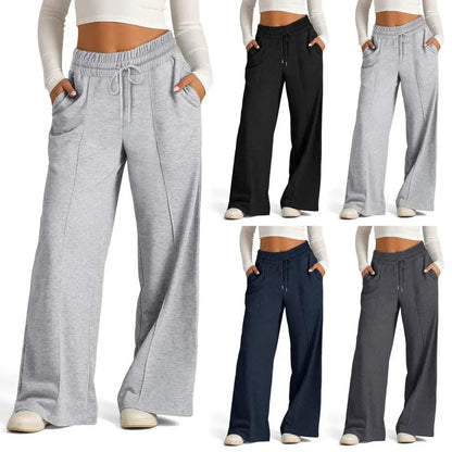 Women Casual Sweatpants Comfortable Women's Wide Leg Sweatpants with Elastic Drawstring Waist Pockets for Sport Lounge Wear