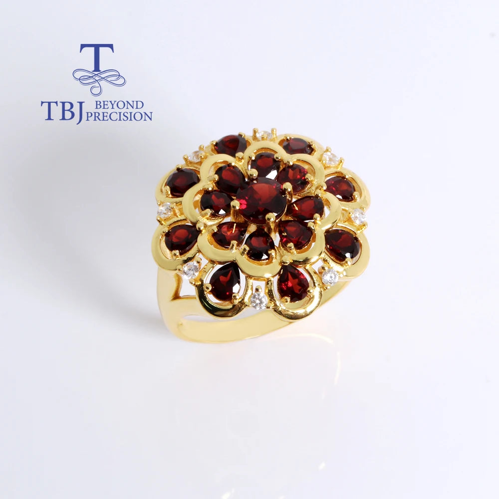 Luxury design January Birthstone Natural garnet Ring 925 sterling silver elegant fine jewelry for women