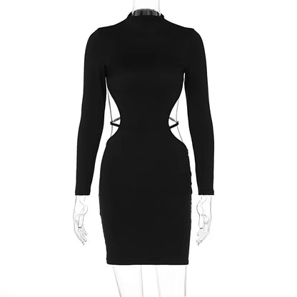 Sexy Backless Bandage Mini Dress Elegant Outfits for Women Party Club Long Sleeve Bodycon Dresses In Black Vestido