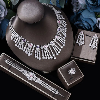 New Top 4 Piece Bridal Luxury Jewelry Set