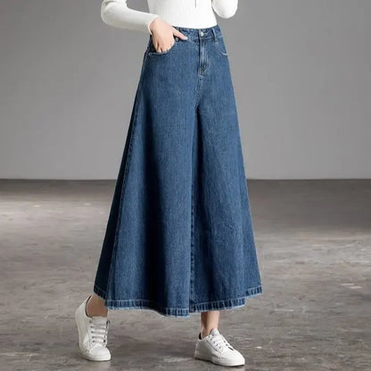 Wide Leg cropped Jeans Women New Korean Dongdaemun 2025 High Waist Baggy Mom Flared Jeans Streetwear Pants Clothes Width Women's