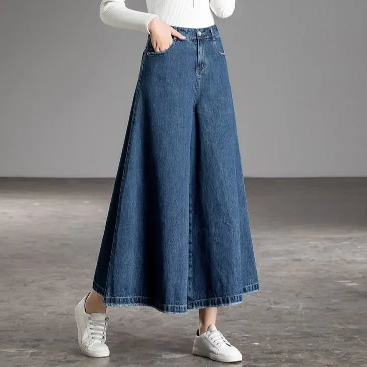 High Waist Baggy Wide Leg cropped Flared Streetwear Jeans for Women