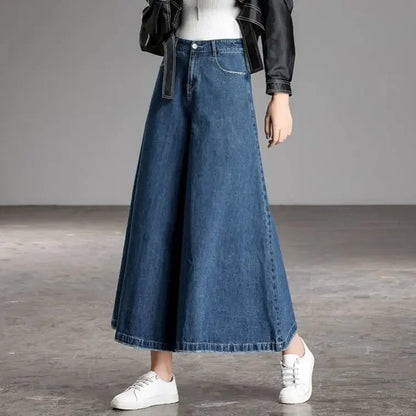 Wide Leg cropped Jeans Women New Korean Dongdaemun 2025 High Waist Baggy Mom Flared Jeans Streetwear Pants Clothes Width Women's