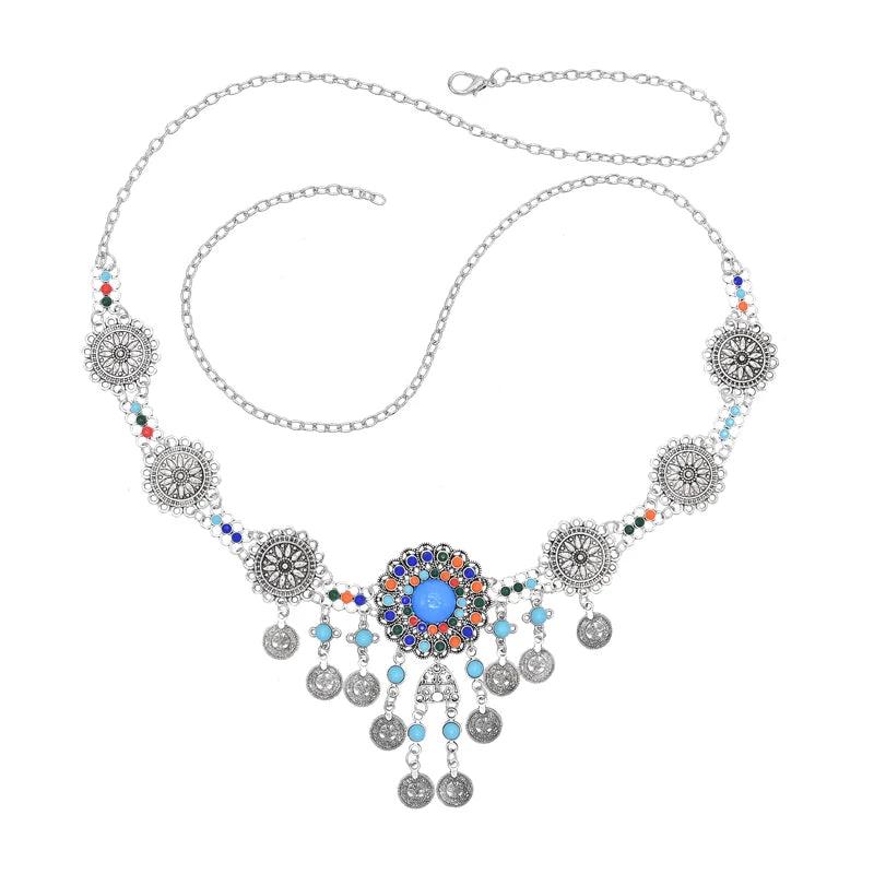 Coin Tassel Women Jewelry Sets Vintage Pendant Bohemian Ethnic Carved Beads Statement Necklace Sets Charms Afghan Jewelry Sets