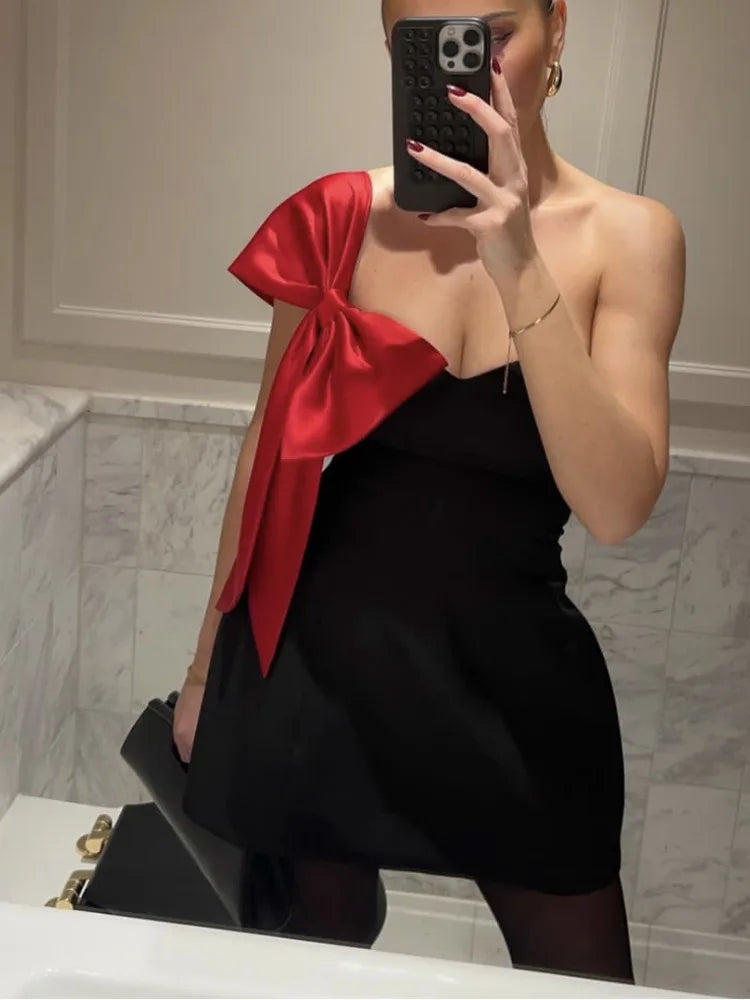 Off-shoulder Bow Sleeve Sexy Mini Dress For Women Robe Fashion Strapless Backless Evening Club Party Dress Elegant