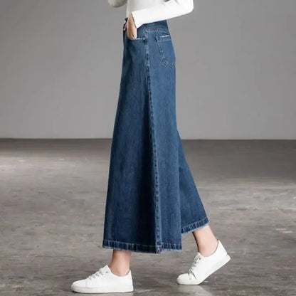 Wide Leg cropped Jeans Women New Korean Dongdaemun 2025 High Waist Baggy Mom Flared Jeans Streetwear Pants Clothes Width Women's