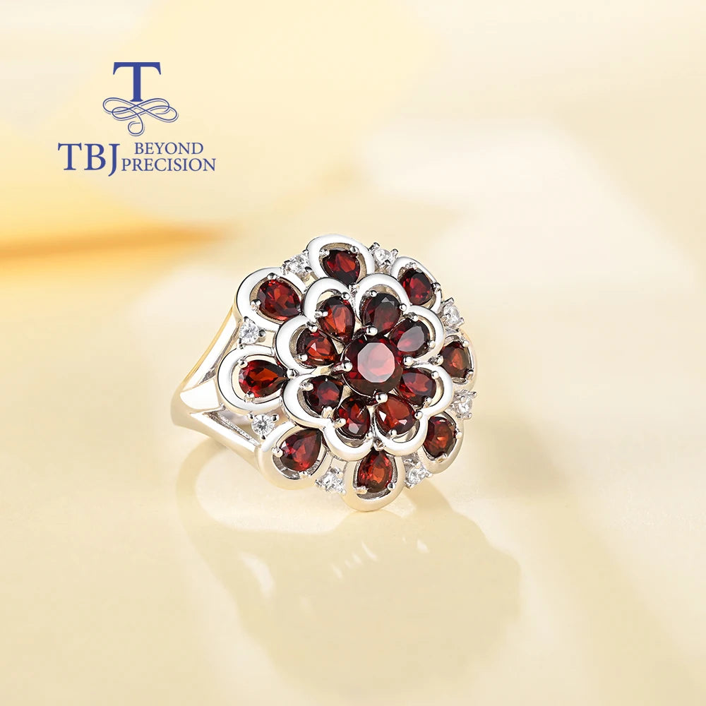 Luxury design January Birthstone Natural garnet Ring 925 sterling silver elegant fine jewelry for women