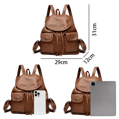 2025 New Simple Solid Color Famous Designer Women Shoulder Bag Retro Luxury Female Large Capacity Backpack