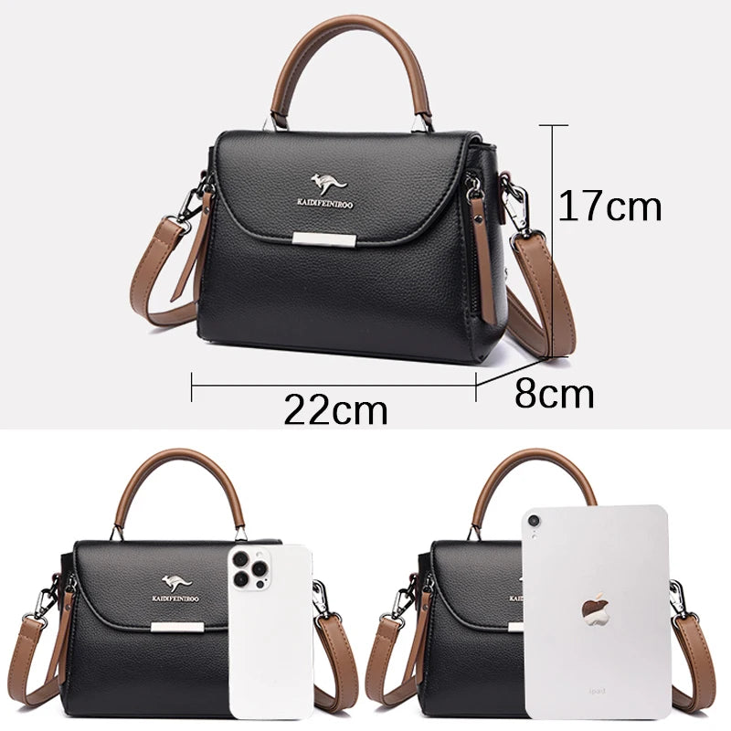 High Quality Genuine Leather Shoulder Crossbody Bags Large Capacity Solid Purses and Handbags Luxury Designer Ladies Casual Totes Sac