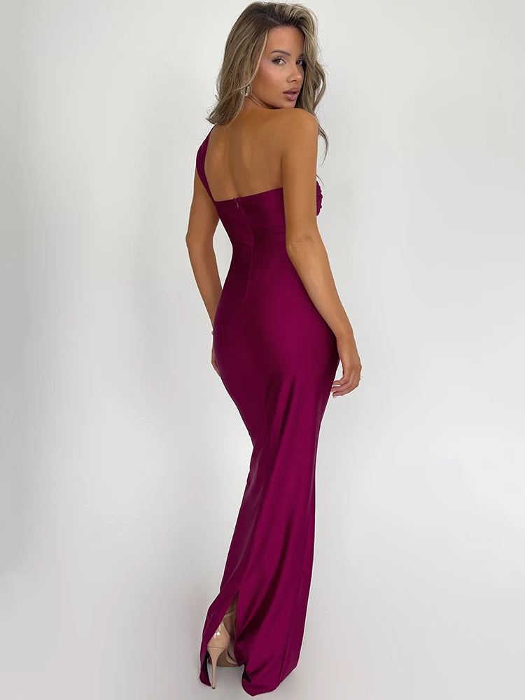 Women Strapless Backless Sexy One Shoulder Sleeveless Bodycon Long Elegant Club Party Maxi Dress