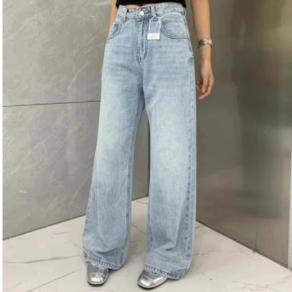 High Waist Wide Leg Jeans Women's Four Seasons Sle Fashionable Comfortable Denim Trousers for Ladies