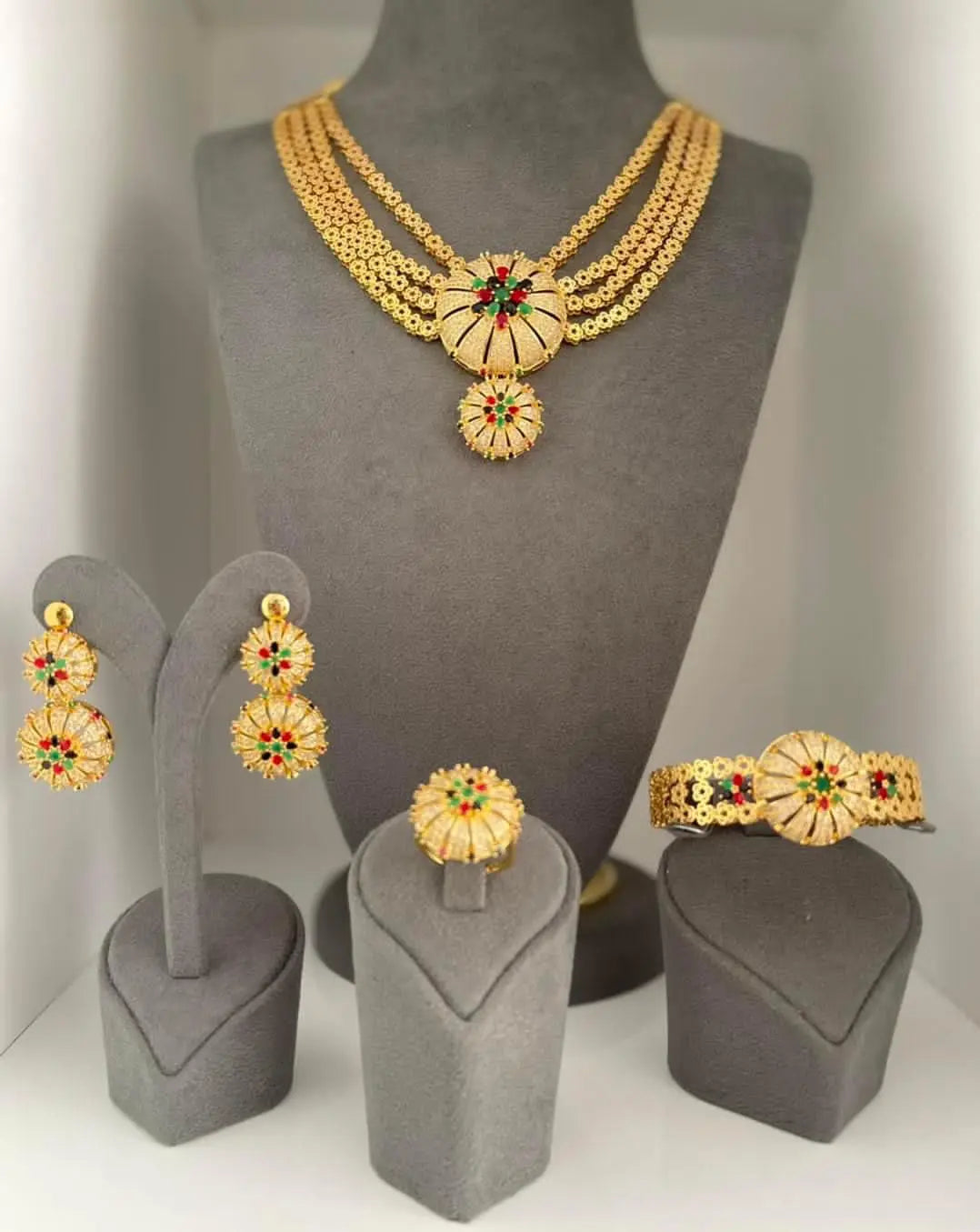 New Available  24k Gold Plated bridal Wedding Jewelry Set Women