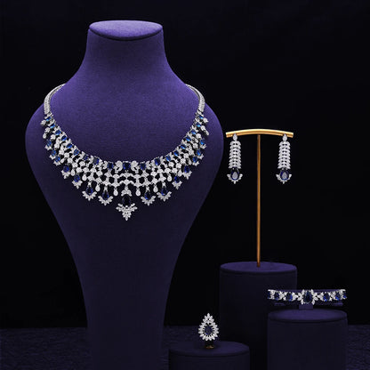 Luxury Cubic Zirconia Bridal Wedding Party 4 Peace Jewelry Set for Brides