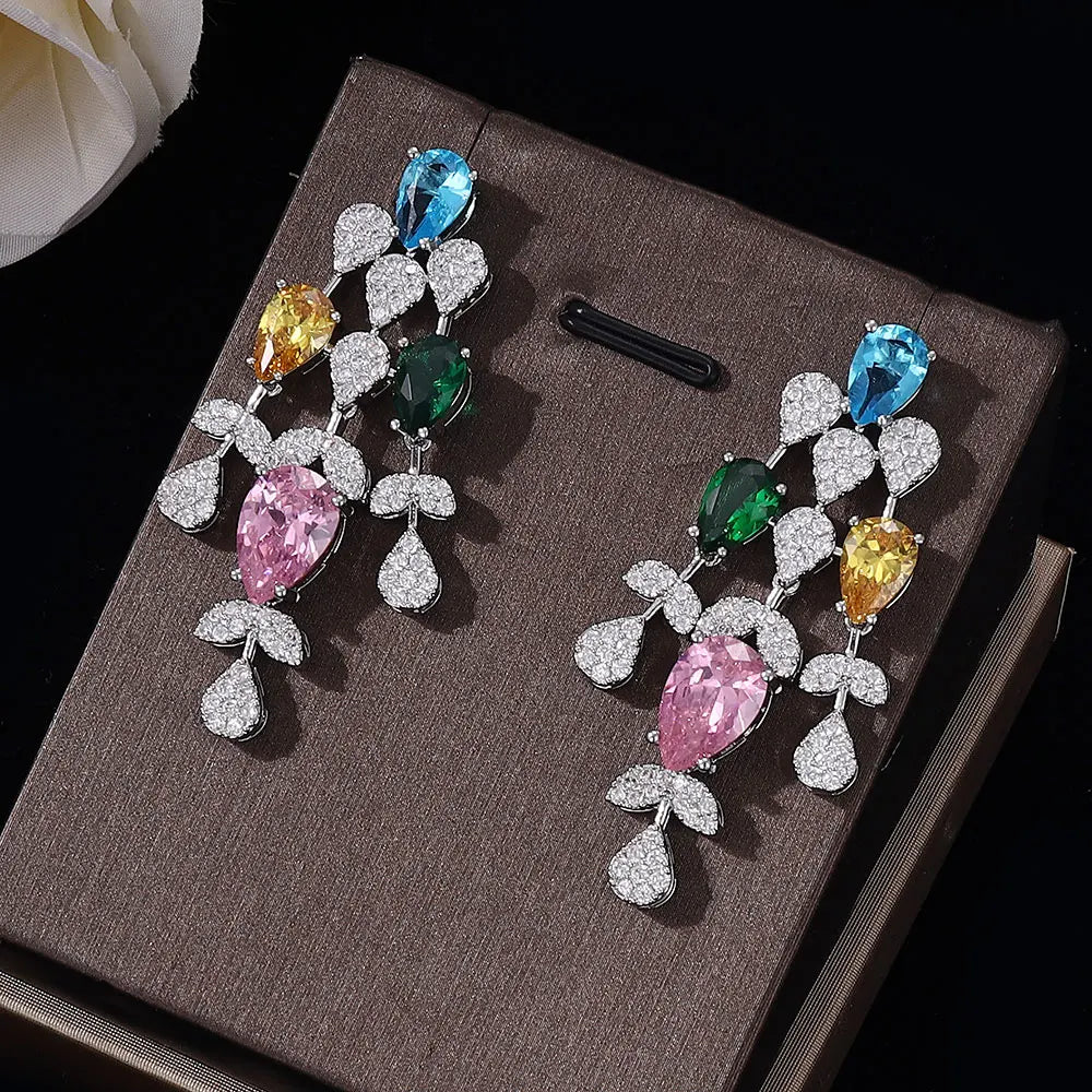 Zirconia Crystal 4pcs Full Set wedding party Dubai Nigeria Bridal Jewelry Set