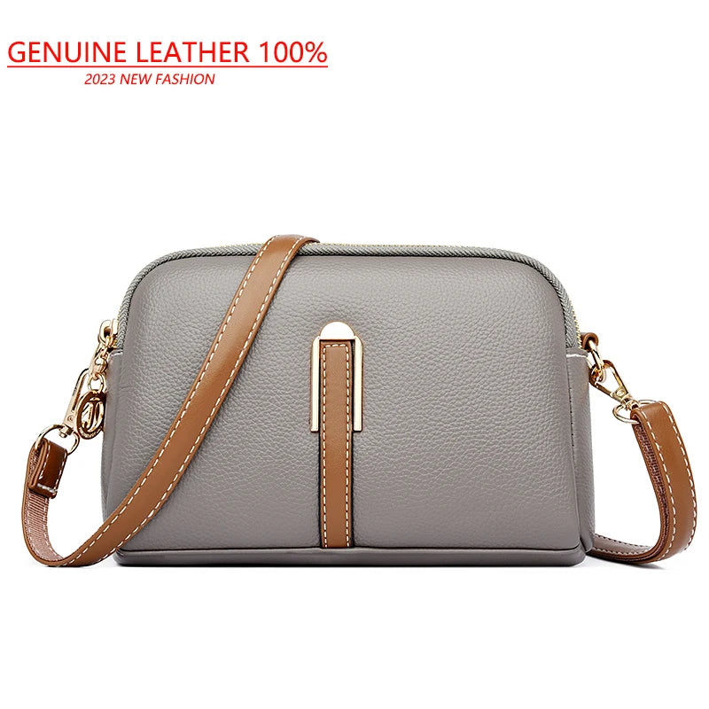 100% Genuine Leather Cowhide Flap Luxury Shoulder Crossbody Bags For Women