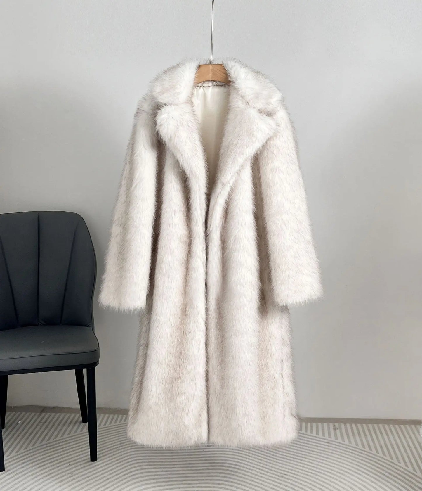 Fashion Faux Fur Coat European Style Lapel All Match Covered Button Loose Casual Long Women's Coats 2025 New Winter 23C2945