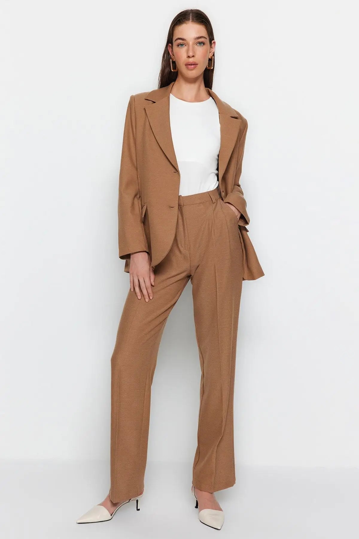 High Waist Straight Pants Vintage Style for Office Wear New Autumn Loose Suit Trousers