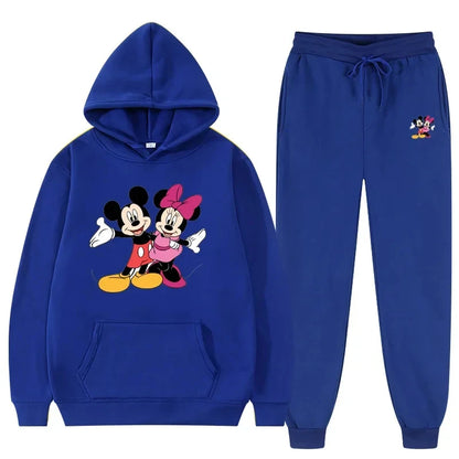 Women Disney Mickey Mouse Sweatshirts Autumn and Winter Warm Tops and Pants