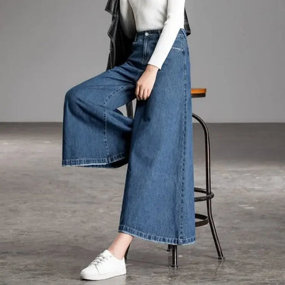 Wide Leg cropped Jeans Women New Korean Dongdaemun 2025 High Waist Baggy Mom Flared Jeans Streetwear Pants Clothes Width Women's