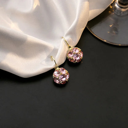 3D Purple Crystal Drop Golden Loop Dangle Earrings