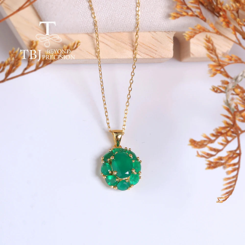 3.6ct Natural green agate gemstone penant necklace 925 sterling silver fine jewelry for women nice  Birthday party banquet gift