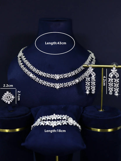 Bridal Season Luxury Set 4-piece Platinum Plated Fashion Jewelry Accessories Set