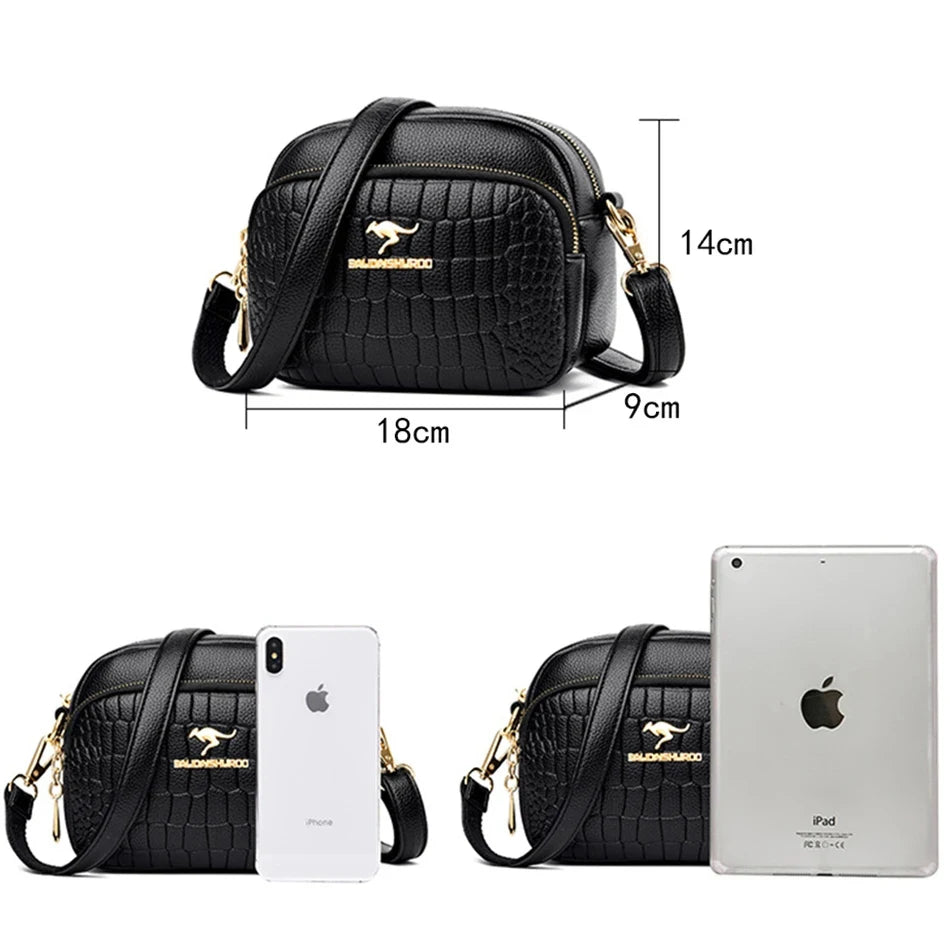 Women's Mini Crocodile Pattern Crossbody Bags 2024 Winter Fashion Designer Shoulder Handbags and Purses PU Leather Messenger Sac