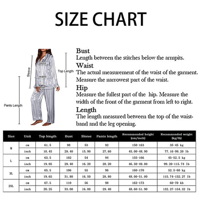 Women's Pajama Set Summer Striped Long Sleeve Top Trousers Silk Satin Home Suit Spring Autumn Loose Casual Sleepwear Nightwear