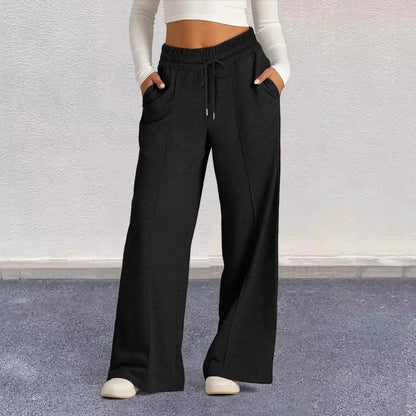 Women Casual Sweatpants Comfortable Women's Wide Leg Sweatpants with Elastic Drawstring Waist Pockets for Sport Lounge Wear