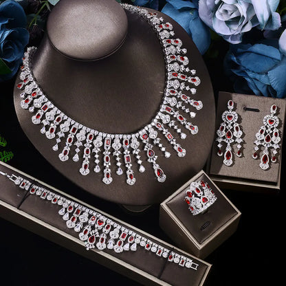 2025 new girls jewelry set silver plated bride necklace earrings set