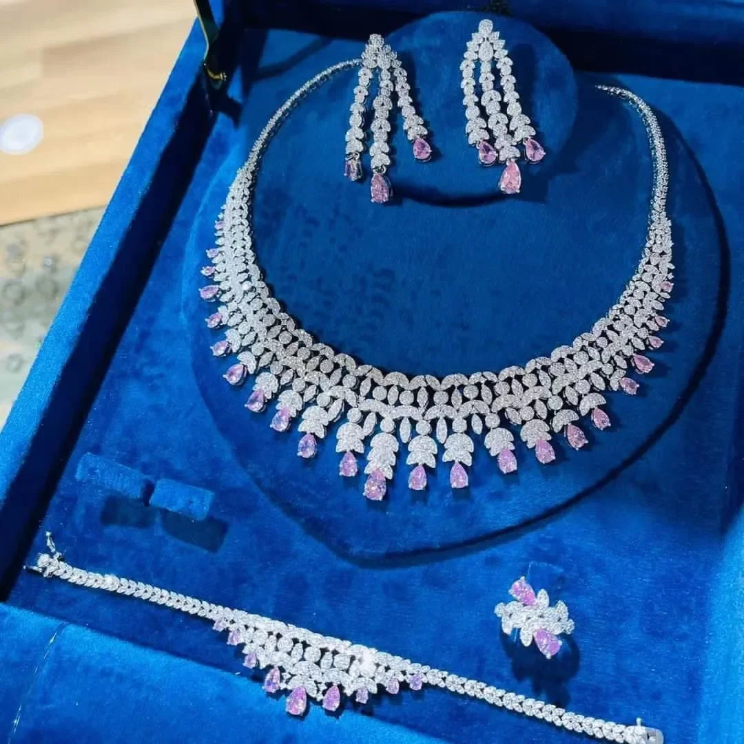 New Fashion Dubai Jewelry Cubic Zirconia Bridal Set  Wedding Party Accessories Design