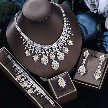 New Yellow Cubic Zirconia Bridal Jewelry Set for Women