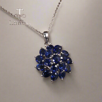 Luxury multi-gems design Birthstone Natural Diffused sapphire Necklace Silver jewelry Necklace for Women