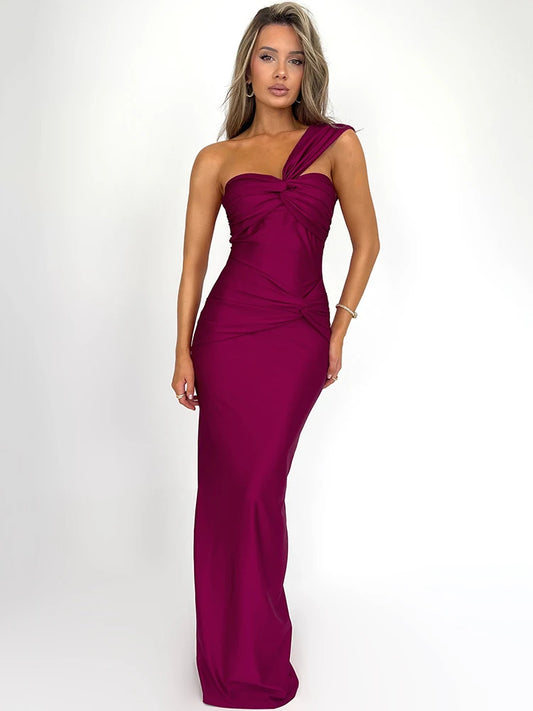 Women Strapless Backless Sexy One Shoulder Sleeveless Bodycon Long Elegant Club Party Maxi Dress