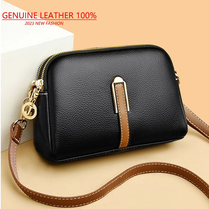 100% Genuine Leather Cowhide Flap Luxury Shoulder Crossbody Bags For Women