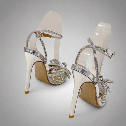 PVC Transparent Silver CRYSTAL Women Pumps Fashion Ankle Strap Bridal Thin High Heels Spring Autumn Wedding Party Shoes