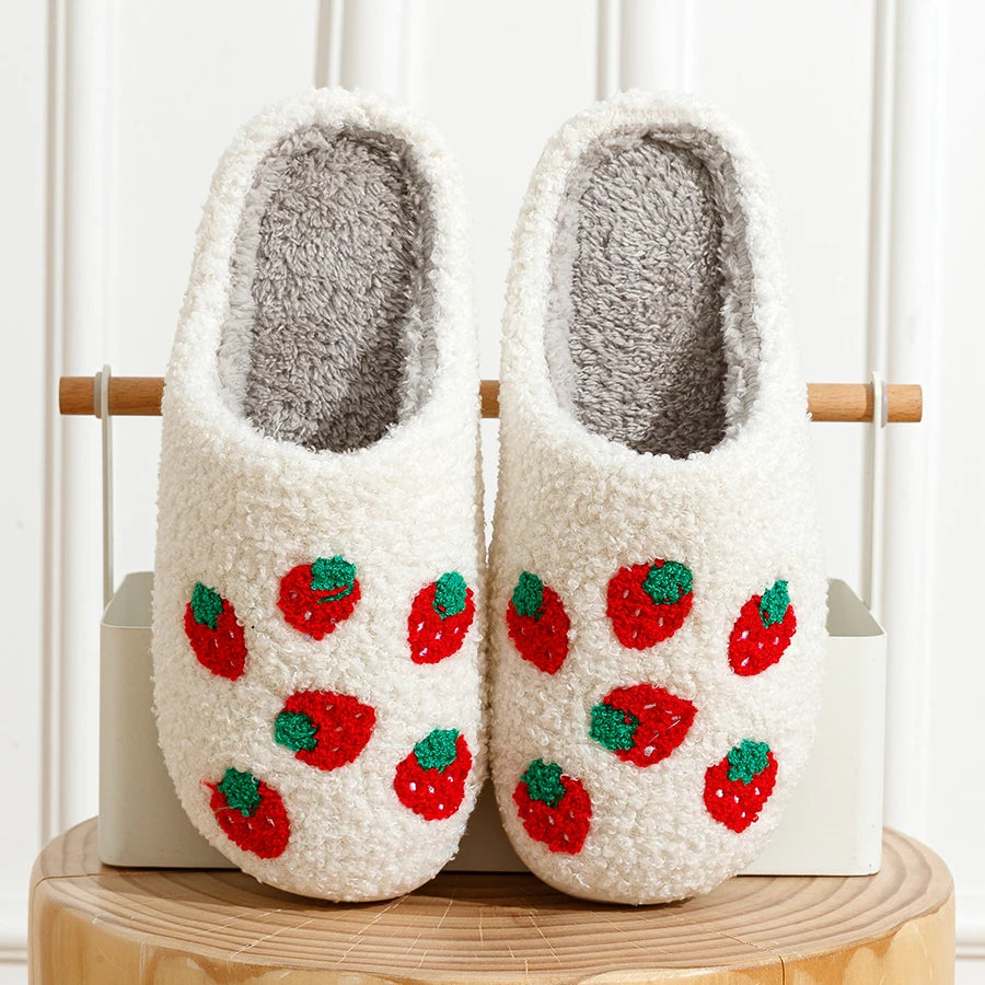 House Slippers for Women, Cute Big Small Heart, Fluffy Cozy Home Comfy Shoes for Ladies, Indoor Slippers for Winter, Mushroom