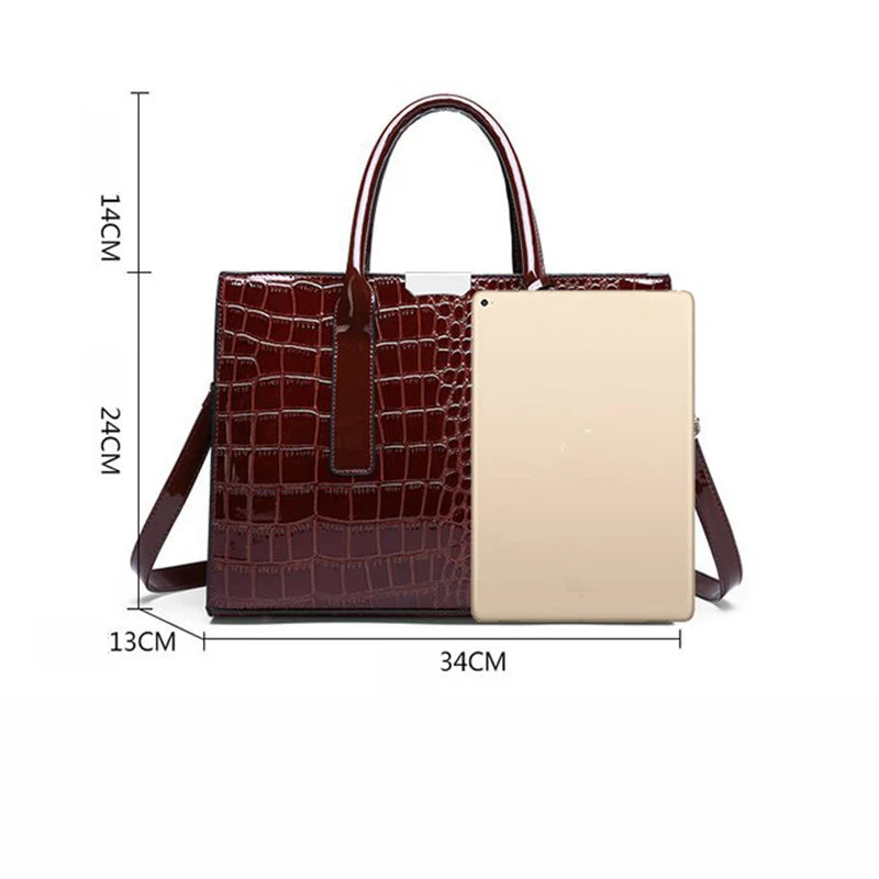 Luxury Crocodile Pattern Large Capacity Cross Shoulder PU Bag