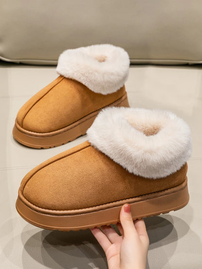 2025 High Quality of  Women's Fashion Snow Boots Fluffy Plush Faux Fur Soft Slippers Winter Indoor Comfortable Home men's Shoes