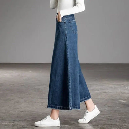 Wide Leg cropped Jeans Women New Korean Dongdaemun 2025 High Waist Baggy Mom Flared Jeans Streetwear Pants Clothes Width Women's