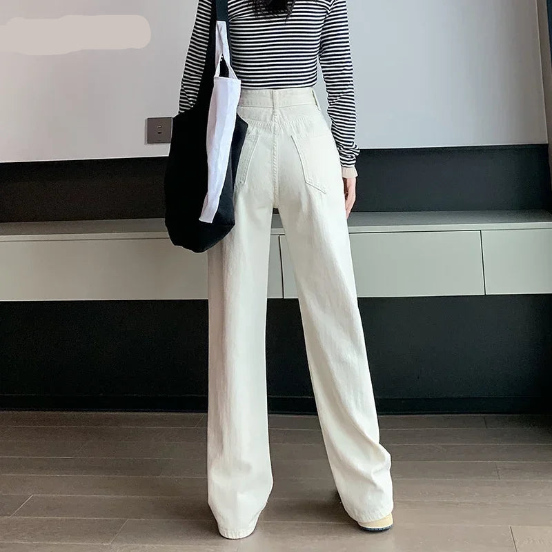 High Waisted Jeans Y2K Fashion Women Clothing Blue Black Straight Leg Denim Pants Trousers Mom Jean Baggy Trousers Tall