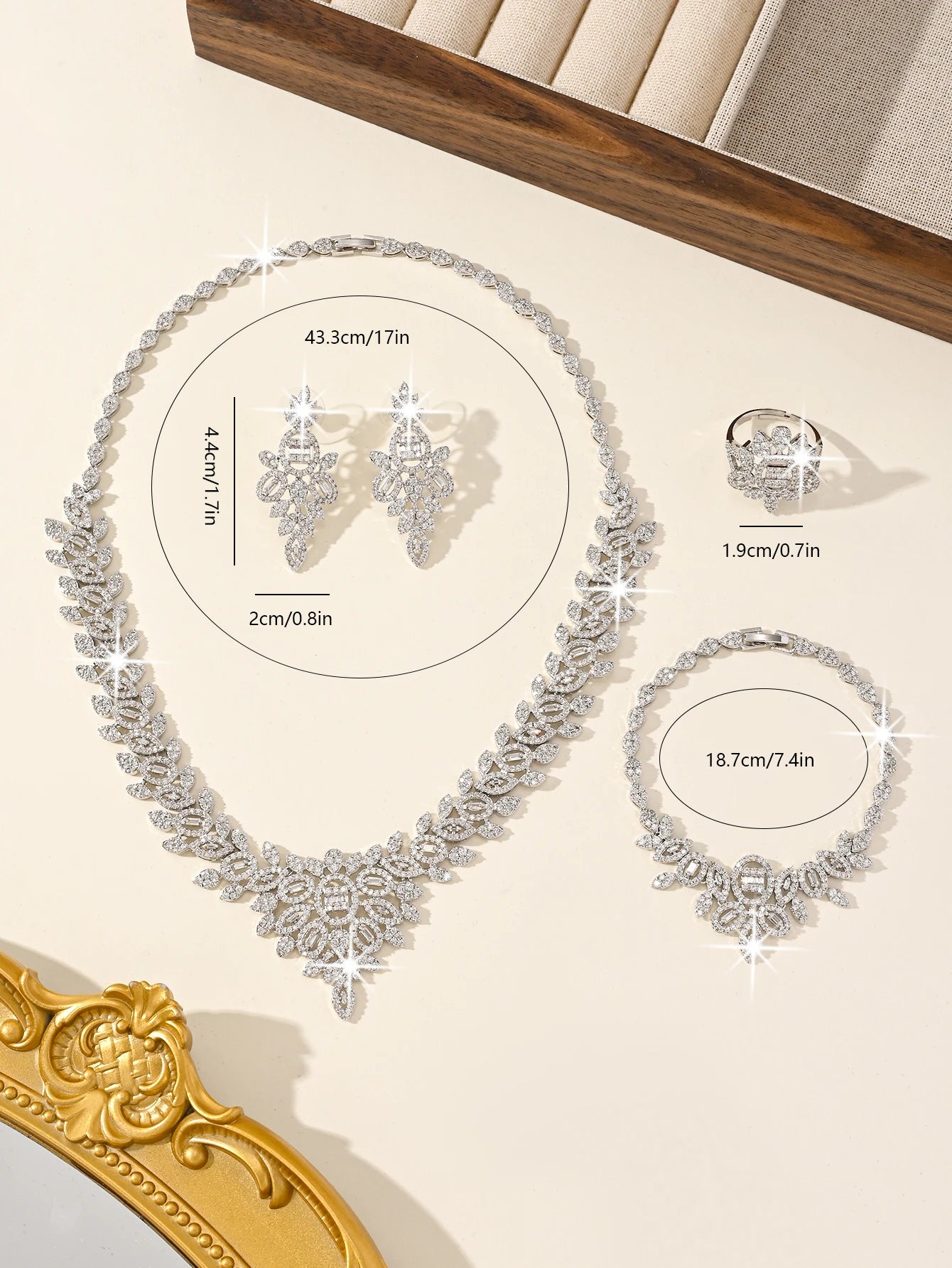 Luxury Jewelry Set 4-piece Platinum Plated Zirconia Fashion Jewelry Accessories Wedding Anniversary Gift